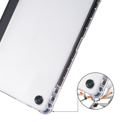 For Oppo Pad Air PU Leather Trifold Stand Cover Transparent Back Tablet Case with Pencil Holder