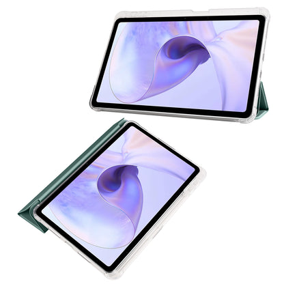 For Oppo Pad Air PU Leather Trifold Stand Cover Transparent Back Tablet Case with Pencil Holder