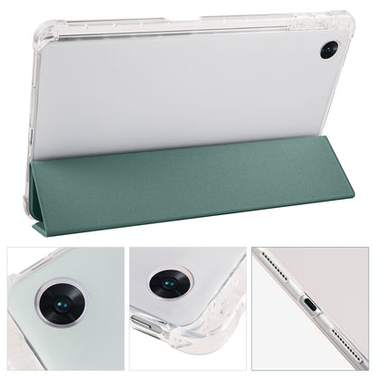 For Oppo Pad Air PU Leather Trifold Stand Cover Transparent Back Tablet Case with Pencil Holder