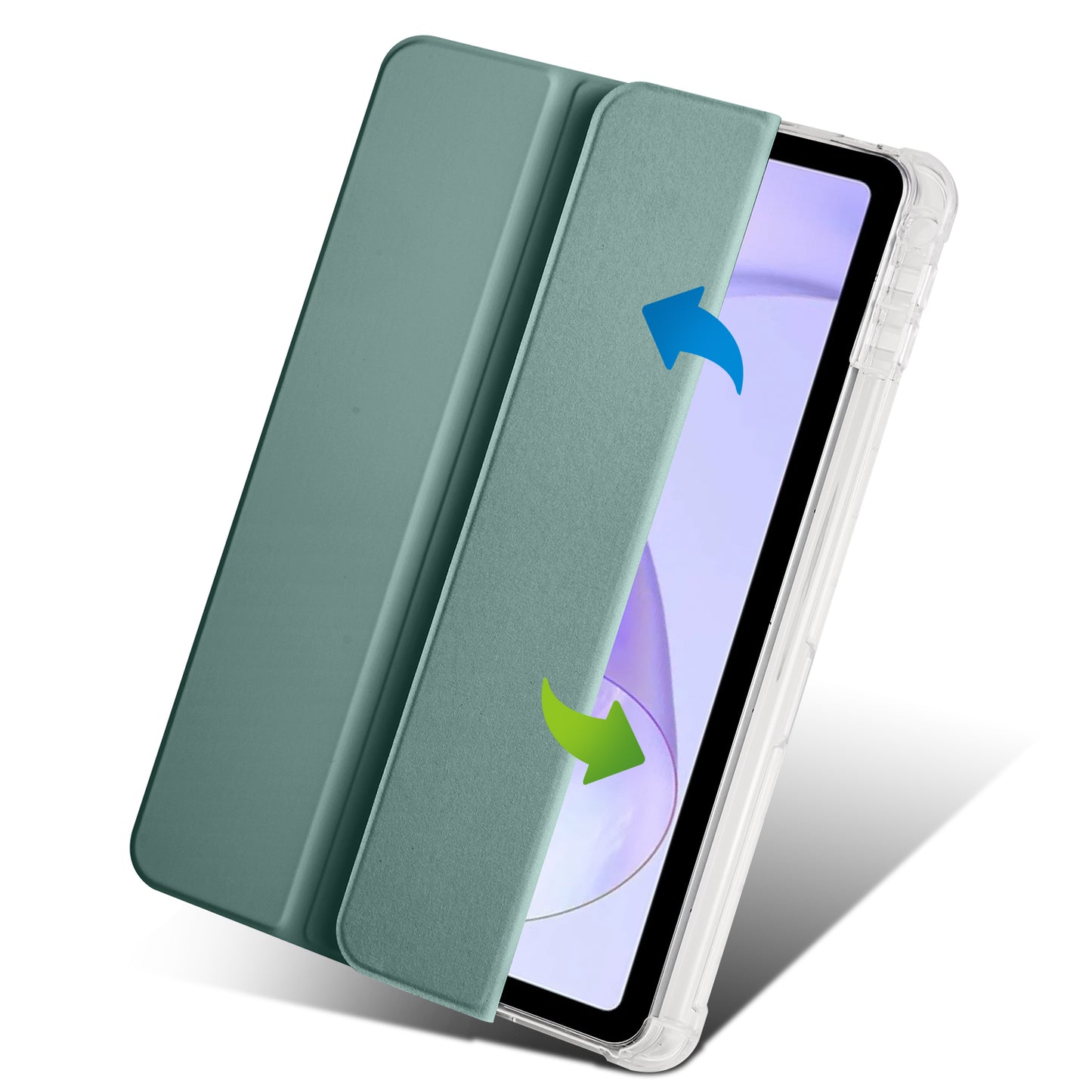 For Oppo Pad Air PU Leather Trifold Stand Cover Transparent Back Tablet Case with Pencil Holder