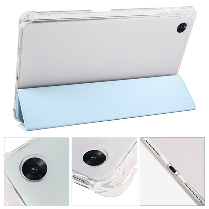 For Oppo Pad Air PU Leather Trifold Stand Cover Transparent Back Tablet Case with Pencil Holder