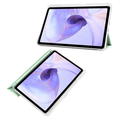 For Oppo Pad Air PU Leather Trifold Stand Cover Transparent Back Tablet Case with Pencil Holder