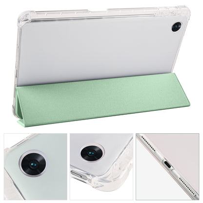 For Oppo Pad Air PU Leather Trifold Stand Cover Transparent Back Tablet Case with Pencil Holder