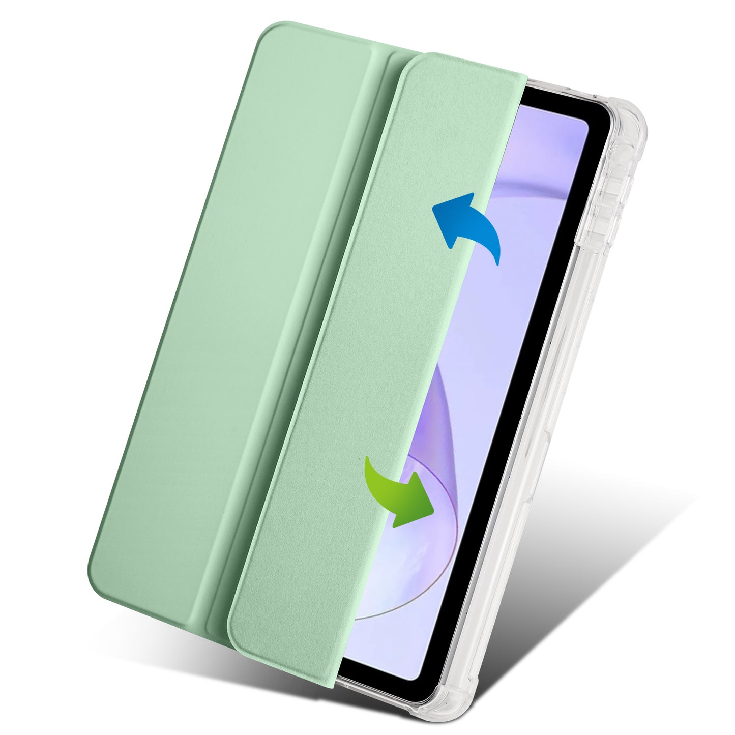 For Oppo Pad Air PU Leather Trifold Stand Cover Transparent Back Tablet Case with Pencil Holder