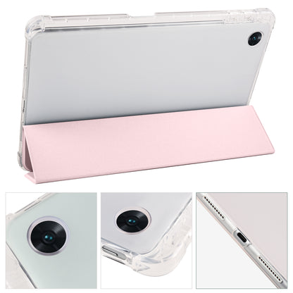 For Oppo Pad Air PU Leather Trifold Stand Cover Transparent Back Tablet Case with Pencil Holder