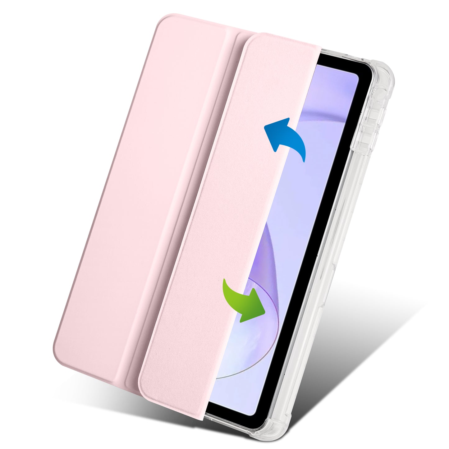 For Oppo Pad Air PU Leather Trifold Stand Cover Transparent Back Tablet Case with Pencil Holder