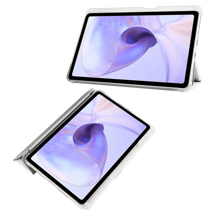 For Oppo Pad Air PU Leather Trifold Stand Cover Transparent Back Tablet Case with Pencil Holder