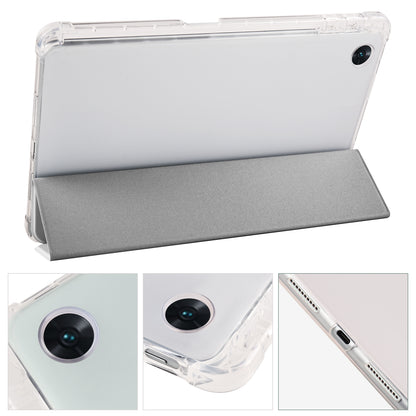 For Oppo Pad Air PU Leather Trifold Stand Cover Transparent Back Tablet Case with Pencil Holder