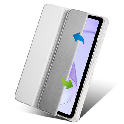 For Oppo Pad Air PU Leather Trifold Stand Cover Transparent Back Tablet Case with Pencil Holder