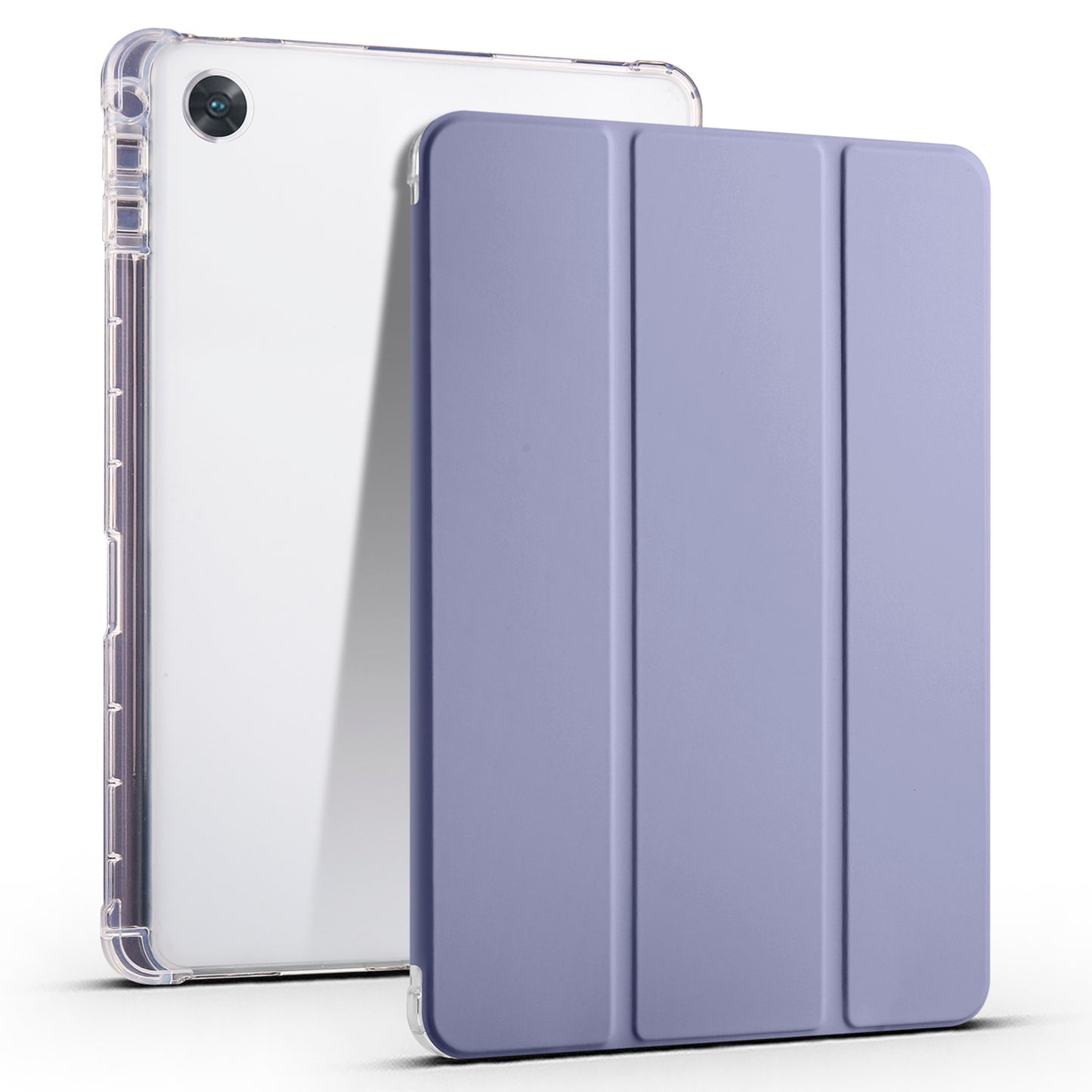 For Oppo Pad Air PU Leather Trifold Stand Cover Transparent Back Tablet Case with Pencil Holder