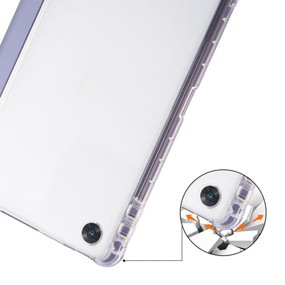 For Oppo Pad Air PU Leather Trifold Stand Cover Transparent Back Tablet Case with Pencil Holder