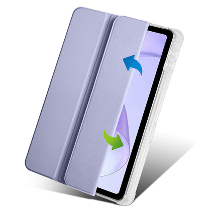 For Oppo Pad Air PU Leather Trifold Stand Cover Transparent Back Tablet Case with Pencil Holder