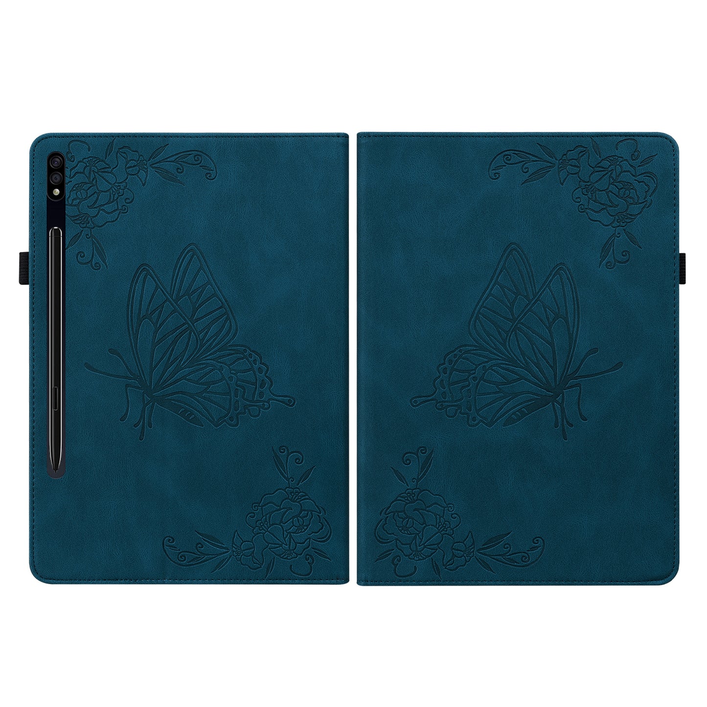 Anti-Slip Tablet Case for Samsung Galaxy Tab S9+ / S9 FE+ PU Leather Imprinted Butterfly Flower Card Holder Stand Cover