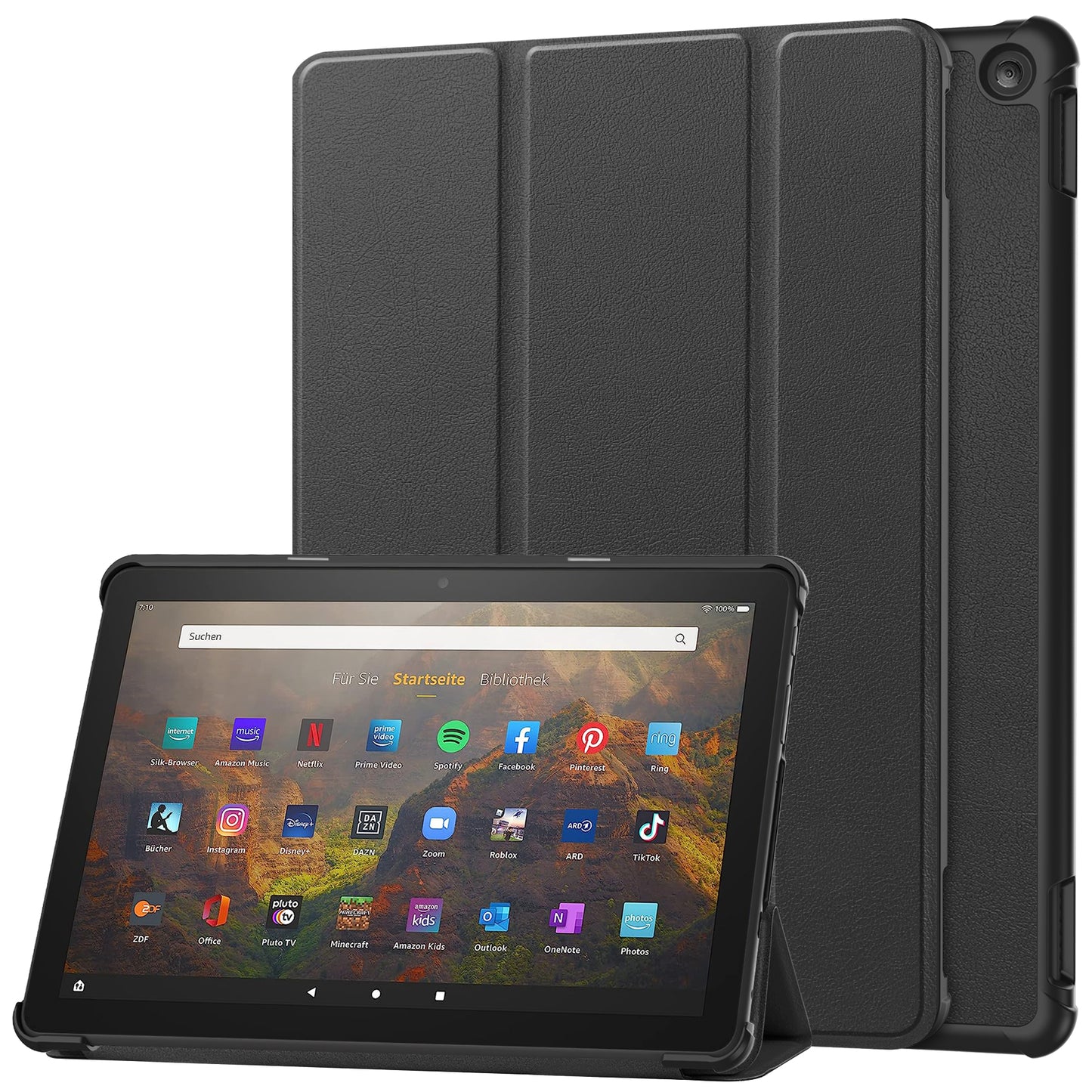 For Amazon Fire HD 10 (2023) Smart Tablet Case Tri-Fold Stand PU Leather Full Body Protective Cover