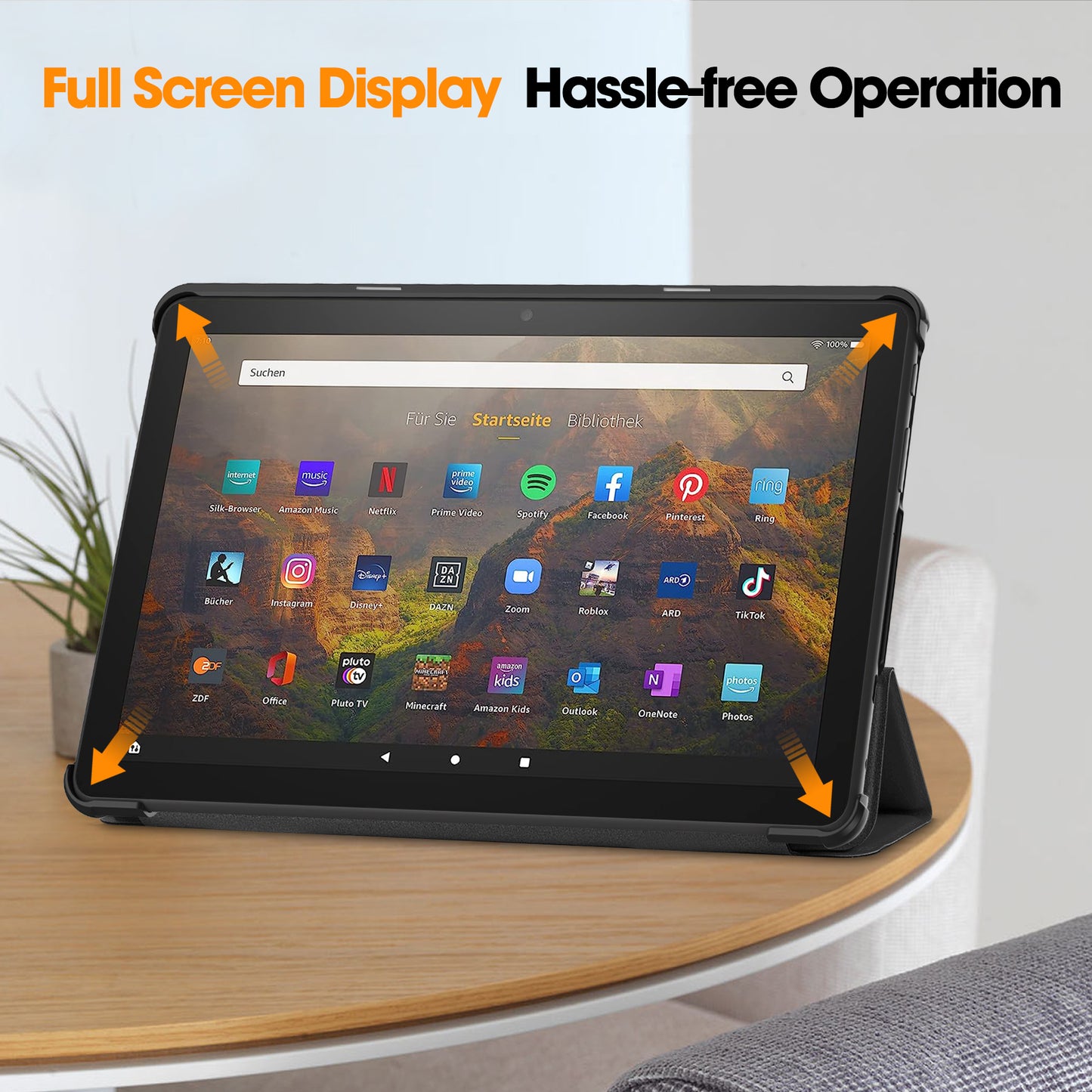 For Amazon Fire HD 10 (2023) Smart Tablet Case Tri-Fold Stand PU Leather Full Body Protective Cover