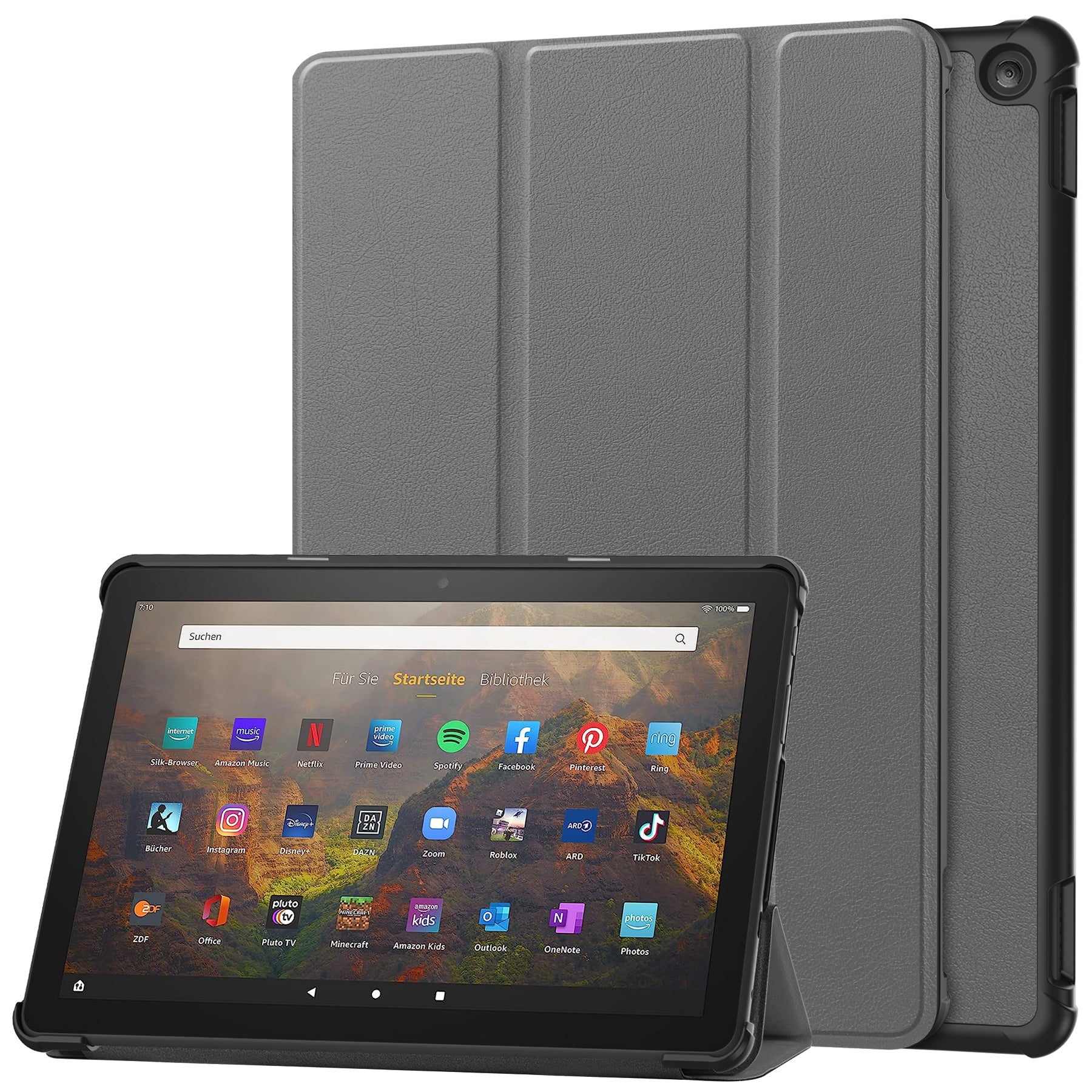 For Amazon Fire HD 10 (2023) Smart Tablet Case Tri-Fold Stand PU Leather Full Body Protective Cover