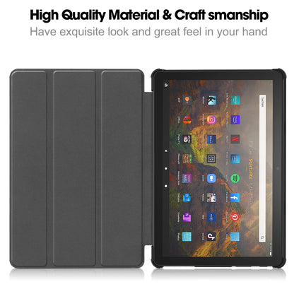 For Amazon Fire HD 10 (2023) Smart Tablet Case Tri-Fold Stand PU Leather Full Body Protective Cover