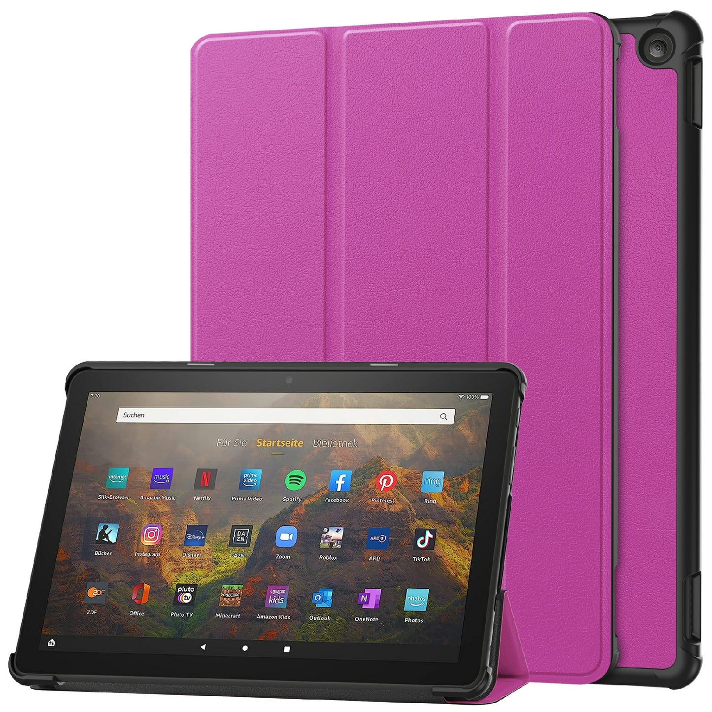 For Amazon Fire HD 10 (2023) Smart Tablet Case Tri-Fold Stand PU Leather Full Body Protective Cover