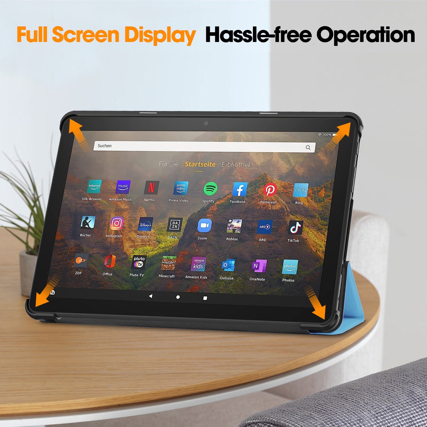 For Amazon Fire HD 10 (2023) Smart Tablet Case Tri-Fold Stand PU Leather Full Body Protective Cover