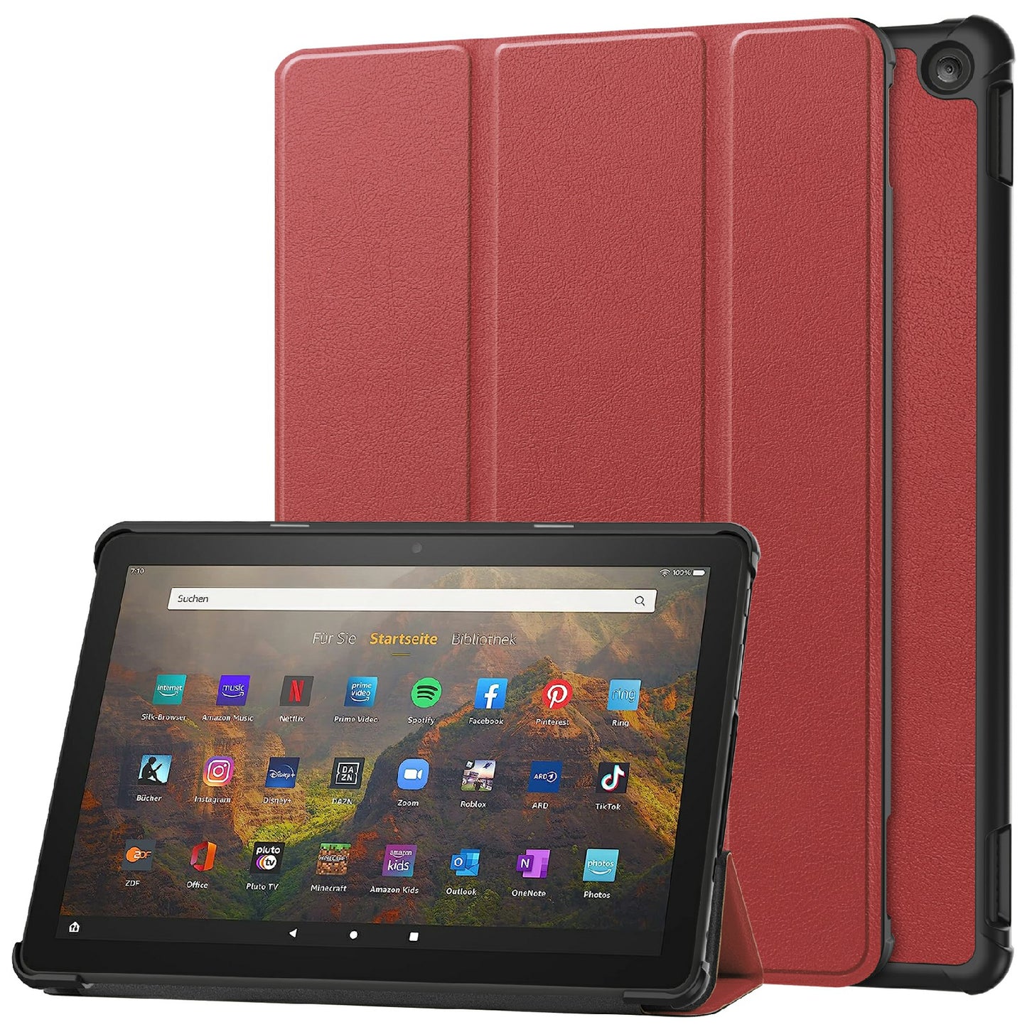 For Amazon Fire HD 10 (2023) Smart Tablet Case Tri-Fold Stand PU Leather Full Body Protective Cover