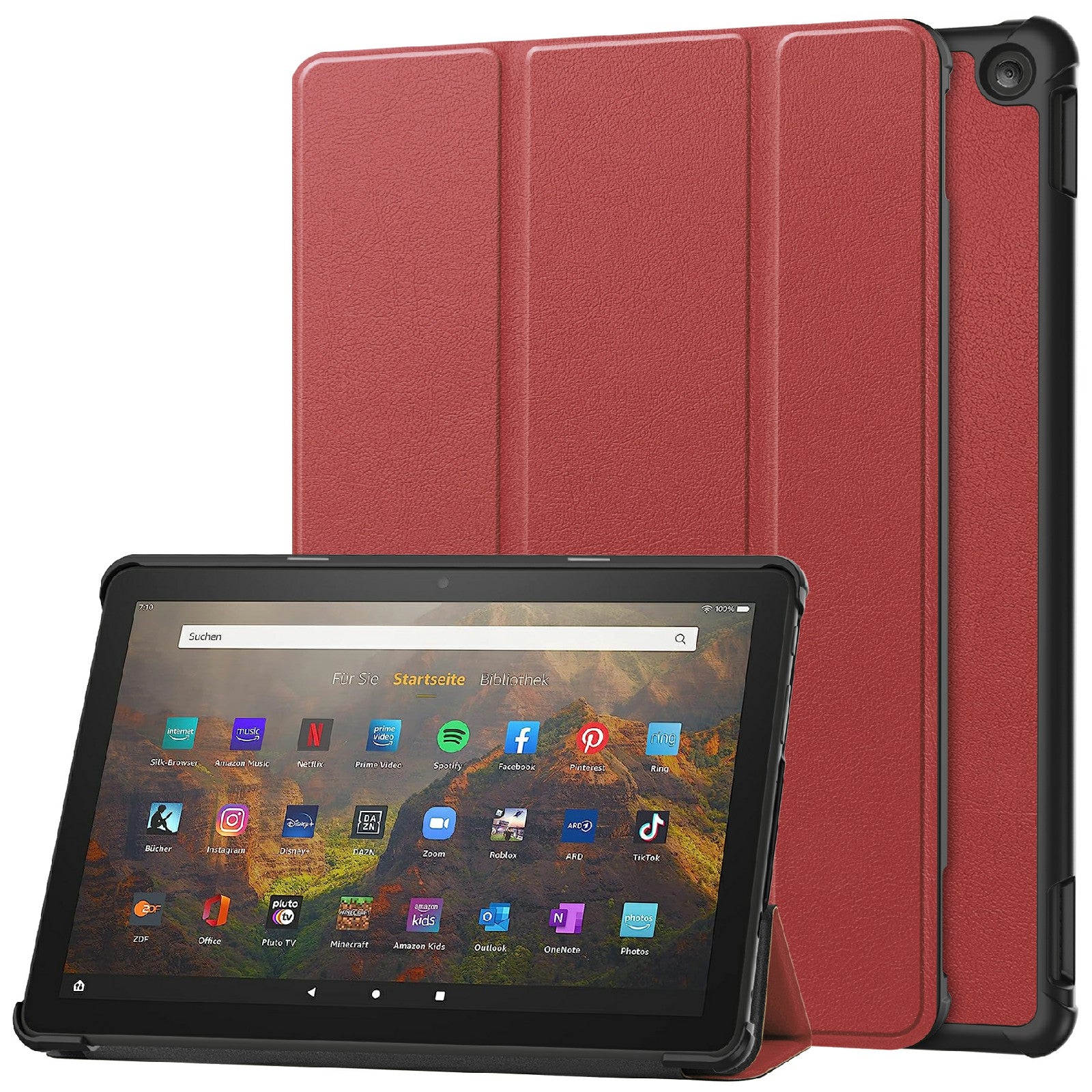 For Amazon Fire HD 10 (2023) Smart Tablet Case Tri-Fold Stand PU Leather Full Body Protective Cover