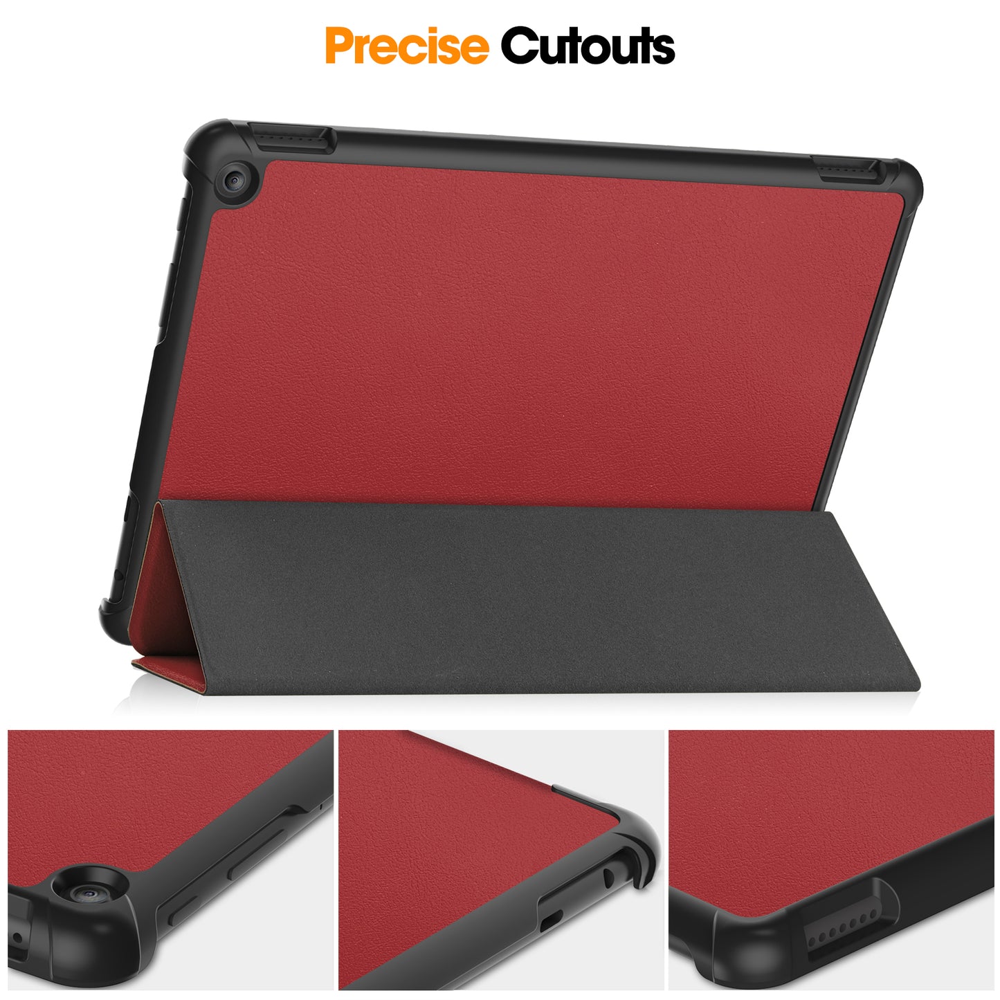 For Amazon Fire HD 10 (2023) Smart Tablet Case Tri-Fold Stand PU Leather Full Body Protective Cover