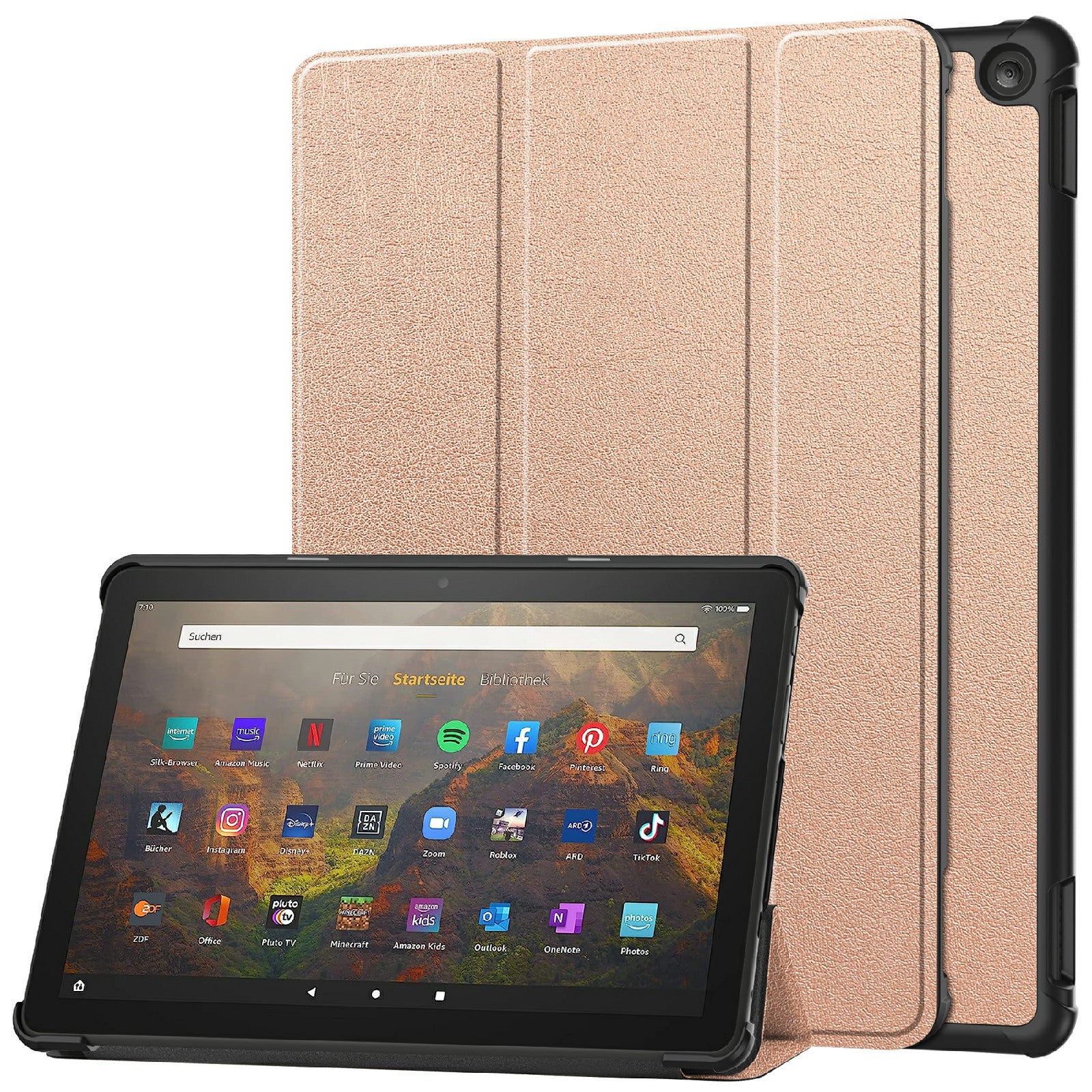 For Amazon Fire HD 10 (2023) Smart Tablet Case Tri-Fold Stand PU Leather Full Body Protective Cover