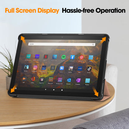 For Amazon Fire HD 10 (2023) Smart Tablet Case Tri-Fold Stand PU Leather Full Body Protective Cover