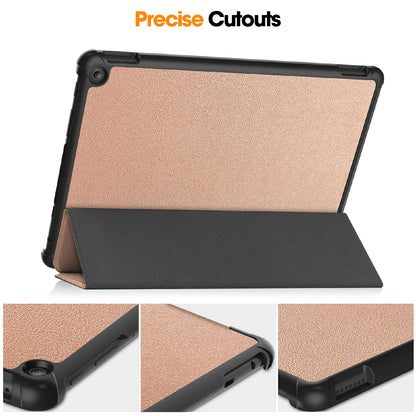 For Amazon Fire HD 10 (2023) Smart Tablet Case Tri-Fold Stand PU Leather Full Body Protective Cover