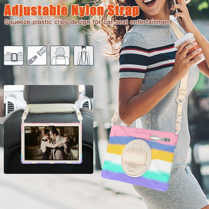 For Samsung Galaxy Tab S9 Ultra X910  /  S8 Ultra X900  /  X906 PC+Silicone Tablet Case Hand Band Kickstand with Shoulder Strap