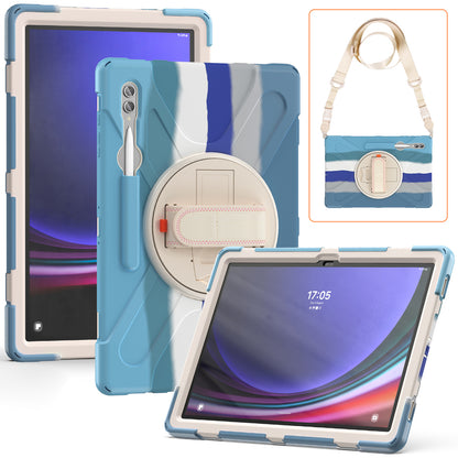 For Samsung Galaxy Tab S9 Ultra X910  /  S8 Ultra X900  /  X906 PC+Silicone Tablet Case Hand Band Kickstand with Shoulder Strap