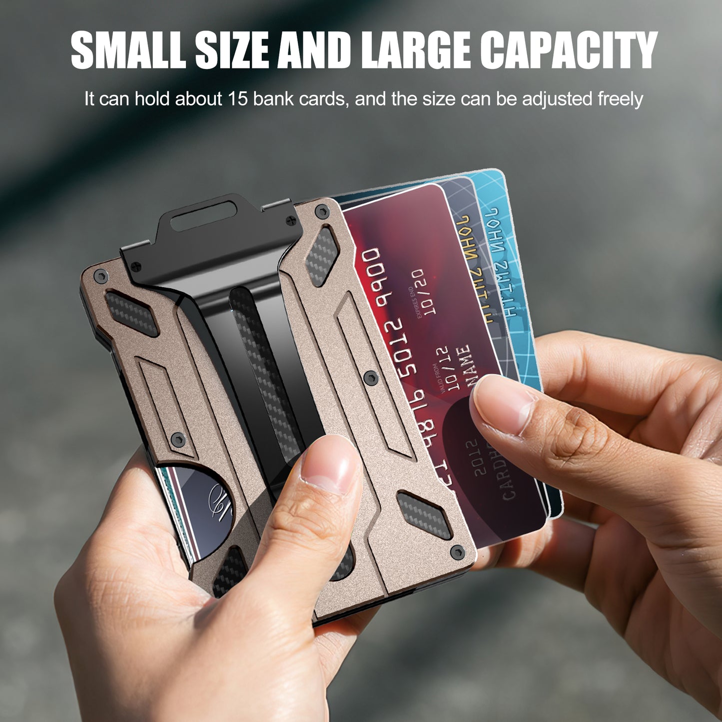 BIIGELL KB001 RFID Blocking Metal Card Holder Credit Card Storage Case with Money Clip