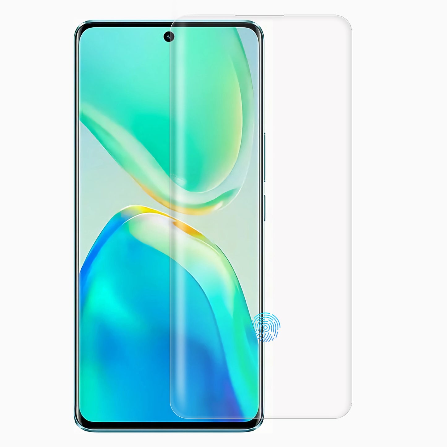 RURIHAI For OnePlus 8 / Xiaomi Civi 2 5G / 13 Lite / vivo S15 Pro 5G 3D Curved Screen Protector UV Liquid Tempered Glass Film Support Fingerprint Unlock