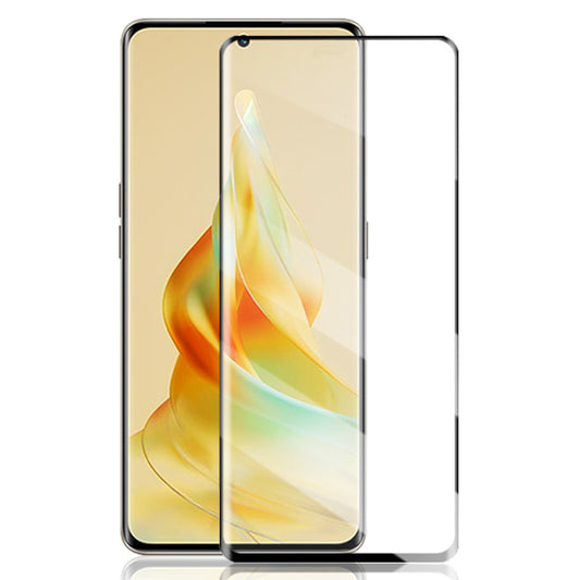 AMORUS For Oppo Reno8 T 5G / A1 Pro 5G Silk Printing Tempered Glass Film 3D Curved Full Glue Full Screen Protector