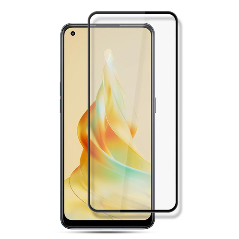 AMORUS For Oppo Reno8 T 4G Silk Printing Tempered Glass Film Anti-explosion Full Glue Full Screen Protector