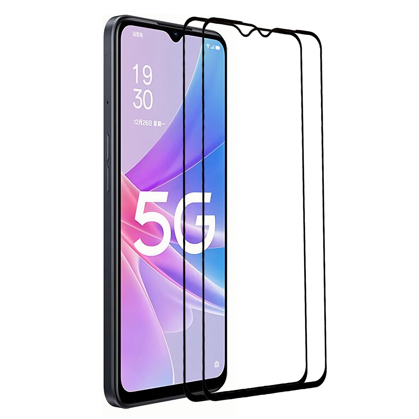 2Pcs / Pack Screen Protectoror for Oppo A78 5G , Full Coverage Silk Printing Clear Tempered Glass Film