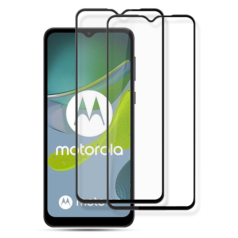 AMORUS 2Pcs For Motorola Moto E13 4G Silk Printing Tempered Glass Full Screen Protector Anti-scratch Full Glue Film