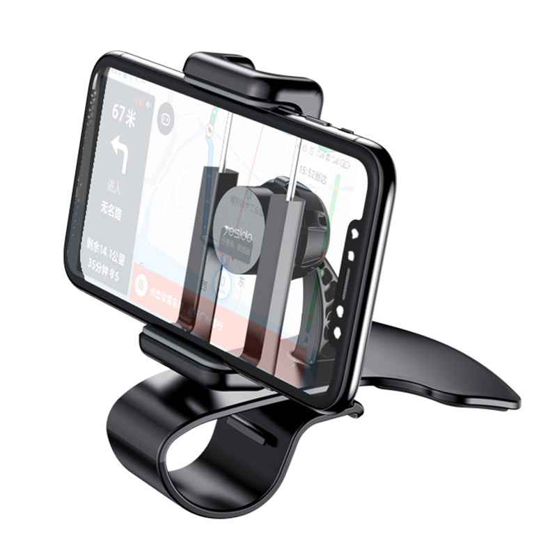 YESIDO C103 Car Dashboard Clip-on Phone Holder 360 Degree Rotation Mobile Phone Mount Stand