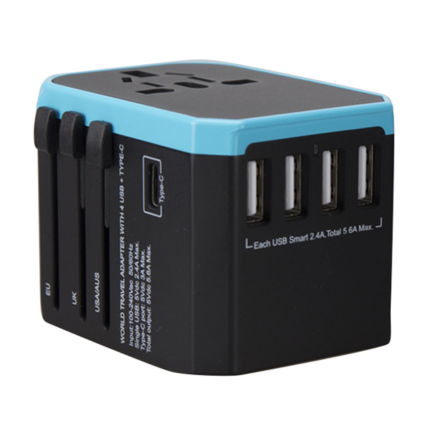 788C Universal Travel Adapter International AC Plug Adapter 5.6A High Speed Charger with 4USB + Type-C