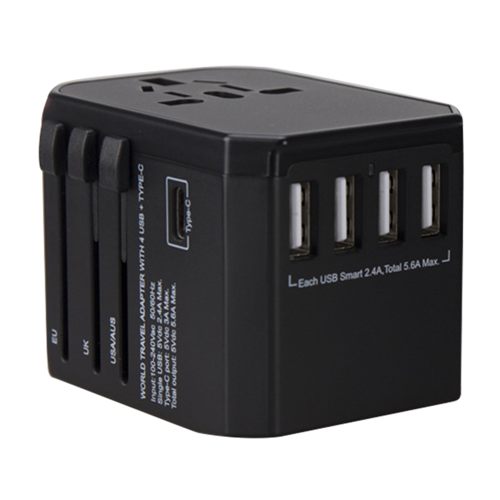 788C Universal Travel Adapter International AC Plug Adapter 5.6A High Speed Charger with 4USB + Type-C