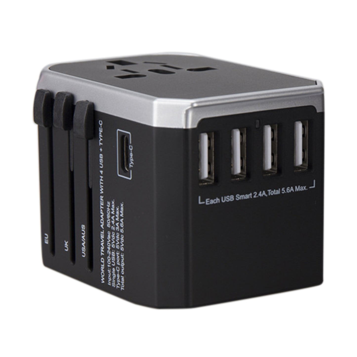 788C Universal Travel Adapter International AC Plug Adapter 5.6A High Speed Charger with 4USB + Type-C