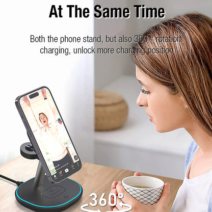 Z27 15W Multi-function 3-in-1 Cell Phone Wireless Charger Headset Smart Watch Charging Stand (Only for Apple Watch)