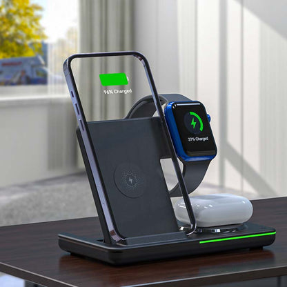 Z29 3-in-1 15W Cell Phone Folding Wireless Charger Multifunctional Portable Headset Charging Stand for Apple Watch