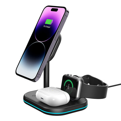 Z25 15W 3-in-1 Magnetic Wireless Charger Cell Phone Holder Charging Stand with Indicator Light