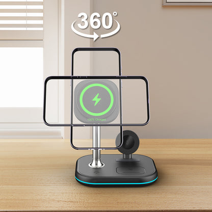 Z25 15W 3-in-1 Magnetic Wireless Charger Cell Phone Holder Charging Stand with Indicator Light