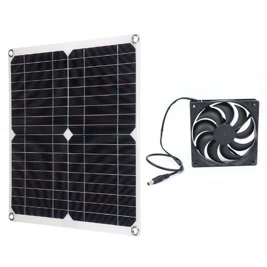 25W Solar Panel Fan Kit Monocrystalline Silicon Photovoltaic Solar Power for RV Camping