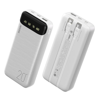 WEKOME WP-357 Minre Series 20000mAh Phone Power Bank External Battery Charger with Built-in Type-C / Lightning Cable