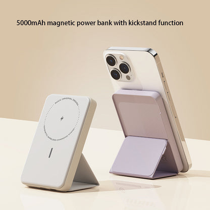 ROCK P83 Magnetic Power Bank 5000mAh Wireless Phone Charger External Battery Pack with Kickstand