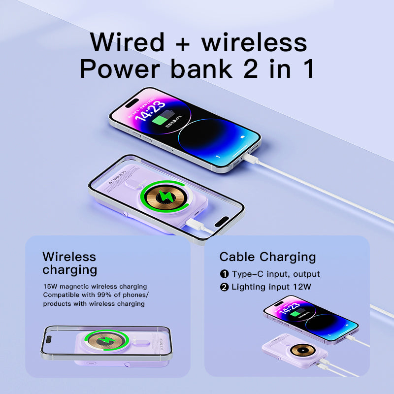 Q15 Wireless Portable Charger 10000mAh Magnetic Power Bank 20W Fast Charging Battery Pack with Foldable Stand