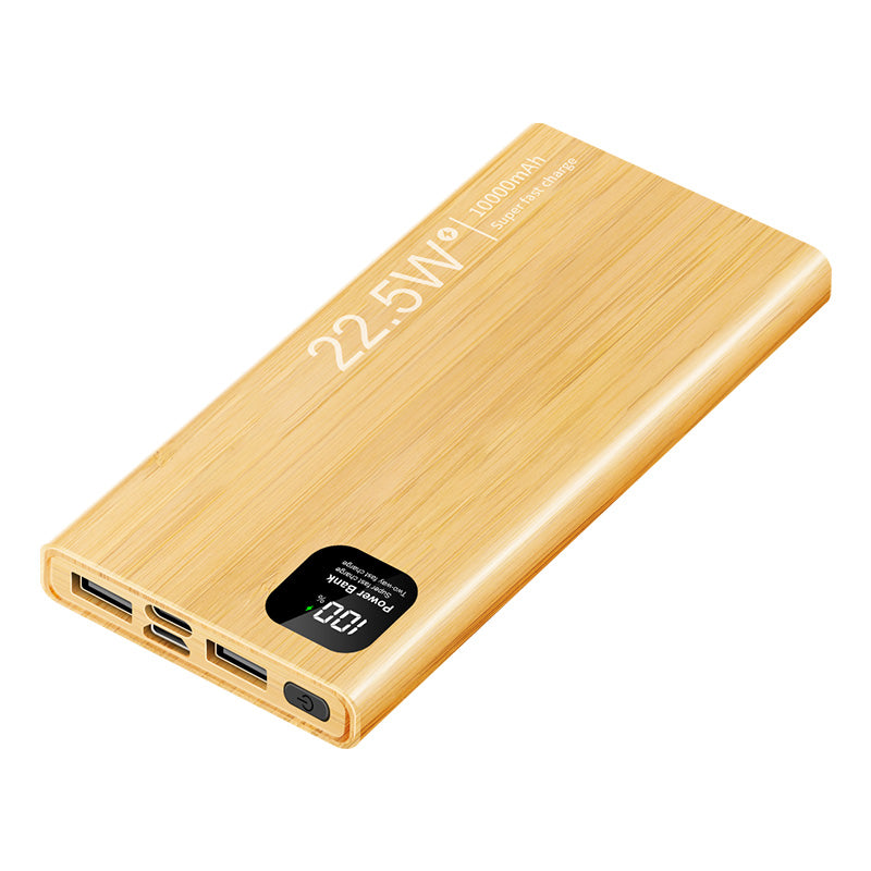 M7-C-M1 10000mAh Wood Grain Power Bank Digital Display Portable Phone Charger